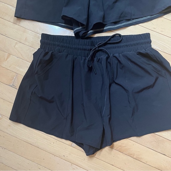 Kona Sol Lot Of 2 Womens Sz L High Waisted Swim Shorts Drawstring Pockets Black - Picture 2 of 9